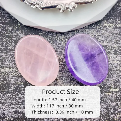 Vista 5 de Juego de 4 piedras de cristal curativo natural para el pulgar para aliviar la ansiedad, piedras preciosas ovaladas de bolsillo, piedras preciosas a