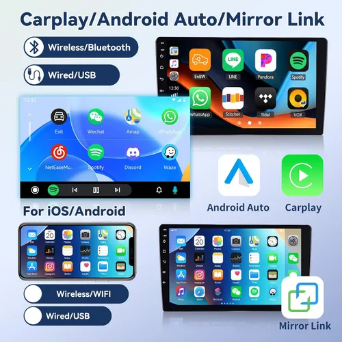 Vista 3 de [4+64GB] Android 15 Estéreo de coche para Ford F150 2013 2014 con Carplay inalámbrico y Android Auto, 9 '' pantalla táctil Radio coche con Bluetooth