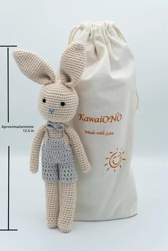 Vista 3 de Bunny Family, Bunny Dad Muñeca de Peluche de Ganchillo, Muñeca Amigurumi para Bebé/Niño Pequeño