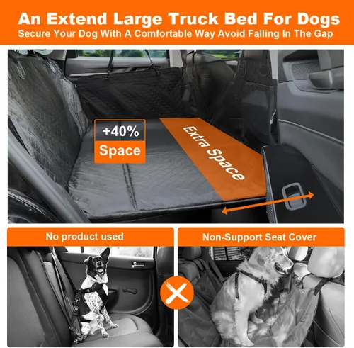 Vista 2 de Vailge Funda de asiento de automóvil para perros, extensor de asiento trasero grande para perros, impermeable, no inflable, parte inferior dura
