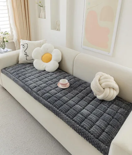 Vista 9 de Funda de sofá para perros, lavable, funda mullida para sofá, fundas para sofá de 3 cojines, apta para mascotas, manta antideslizante para cama
