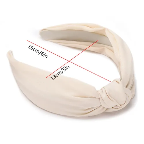 Vista 2 de Diadema para mujeres, diadema ancha anudada, banda elástica para el cabello de yoga, accesorios de moda para el cabello para mujeres (Beige)