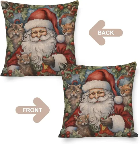 Vista 3 de Hellote - Funda de cojín de lino para sofá, dormitorio, automóvil, 16 x 16 pulgadas, decoración de invierno para el hogar
