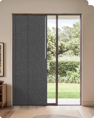 Vista 13 de Graywind - Paneles deslizantes manuales 100% opacos con control de varilla, cortinas para ventanas de privacidad, cortinas para puertas corredizas
