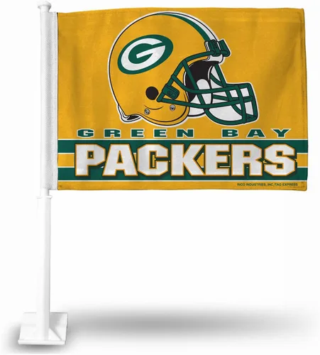 Vista 30 de Rico Industries NFL Double Sided Car Flag - 16" x 19" - Strong Pole That Hooks onto Car/Truck/Automobile