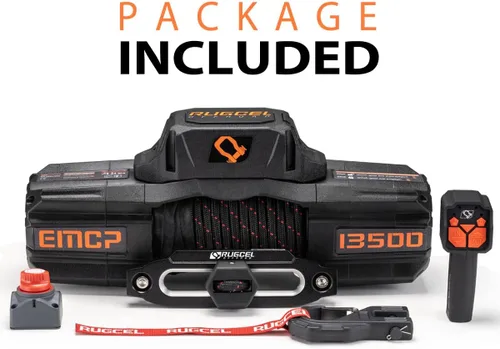 Vista 14 de RUGCEL WINCH Cabrestante EMCP de 12V 13500lb Nuevo Cabrestante Eléctrico Impermeable de Cuerda Sintética para Jeep con Hawse Fairlead, Control
