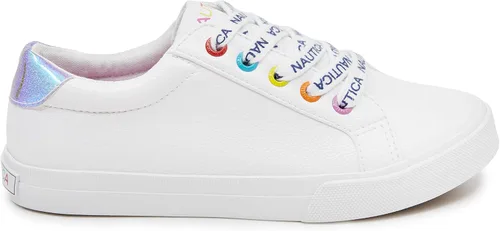 Vista 2 de Nautica Zapatos de moda para niñas, tenis bajos con cordones para niños grandes, niños pequeños y niños pequeños (tacón regularsuela de plataforma)