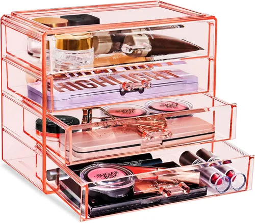 Vista 11 de Sorbus Organizador de maquillaje – Organizador de maquillaje acrílico de 4 cajones y almacenamiento para cosméticos, joyas, suministros de belleza