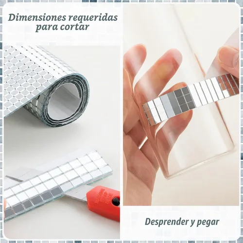 Vista 6 de 10800 piezas de azulejos de mosaico de espejo, azulejos de disco autoadhesivos de 5 x 5 mm, azulejos de disco de espejo cuadrado, pegatinas de bola