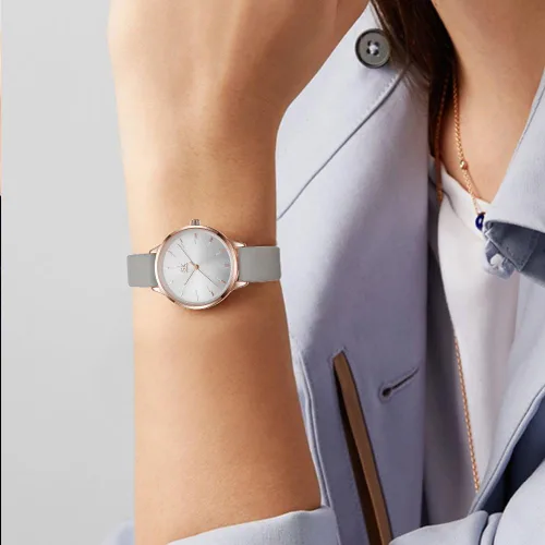 Vista 4 de SK Reloj de pulsera de cuarzo para mujer, elegante, ultrafino, resistente al agua