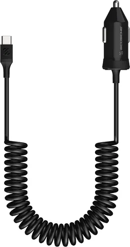 Vista 7 de Scosche CPD20Ci4B4 Powervolt 20W USB Tipo-C PD 3.0 Cargador de coche negro con certificado MFi USB-C a Lightning carga y sincronización trenzado