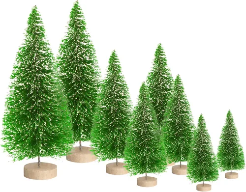 Vista 13 de Árbol de Navidad artificial con 4 tamaños, árbol de Navidad con base de madera para decoración de mesa del hogar, adornos de Navidad, decoraciones