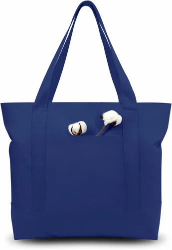 Vista 12 de TOPDesign Paquete de 1 bolsa de lona con bolsillo externo, bolsa de compras reutilizable para comestibles, cierre de cremallera superior, artículos