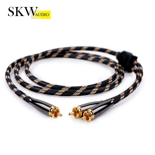 Vista 2 de SKW Subwoofer RCA Y-Splitter Cable de 3.2 pies/3.3 ft, macho a 2 machos RCA UHP Cobre Multi-layer shielded, 24K gold-plated split-tip