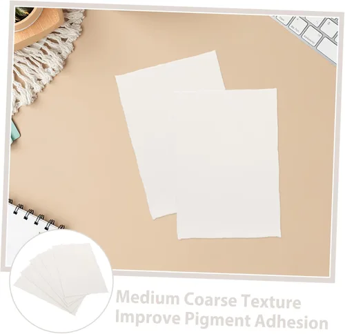 Vista 8 de Gogogmee 20 Sheets Handmade Cotton Watercolor Paper Deckled Edge Textured Art Paper for Painting Crafts Wedding Invitations Durable Medium Rough