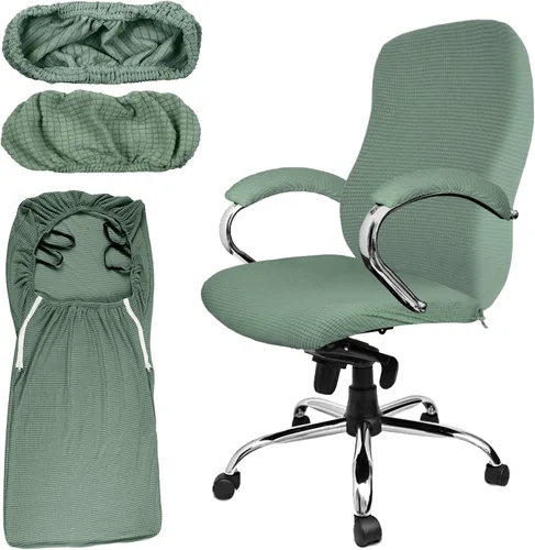 Vista 12 de Tatuo Fundas para silla de oficina y computadora, protector universal para silla giratoria, extraíble, lavable, con cremallera para respaldo de Negro