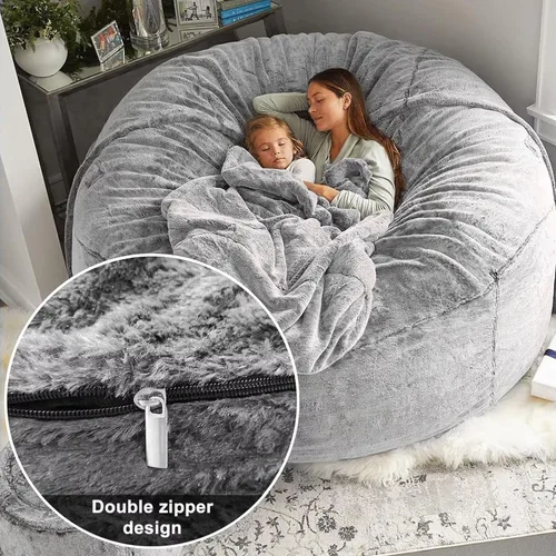 Vista 7 de Puf, funda gigante de piel para adultos y niños (sin relleno), cómoda y esponjosa para sofá perezoso para silla de lectura, silla de suelo, funda