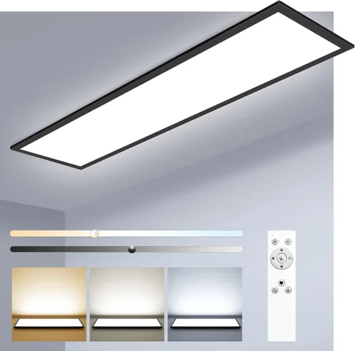 Vista 8 de zemty Luz LED de panel plano con control remoto de 22.8 x 7.8 pulgadas, 32 W, 3500 lúmenes, temperatura de color 3000 K-6500 K, lámpara de techo
