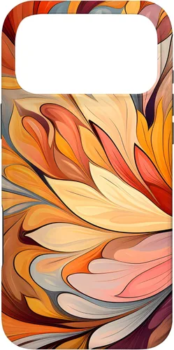 Vista 22 de iPhone 12 Pro Max Remolinos florales abstractos Funda de colores cálidos de otoño