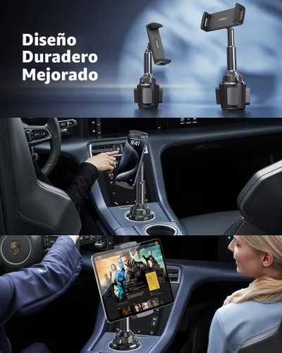 Vista 2 de APPS2Car Soporte para Tablet para Coche, Soporte con Portavasos para Tablet para Camión, Soporte para iPad Ajustable en Altura para Coche