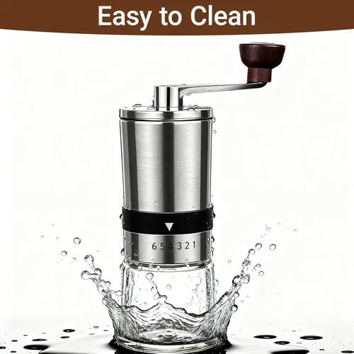 Vista 6 de Molinillo manual de café con rebaba de cerámica y 6 ajustes de grosor para granos de espresso, prensa francesa, café por goteo y café de filtro
