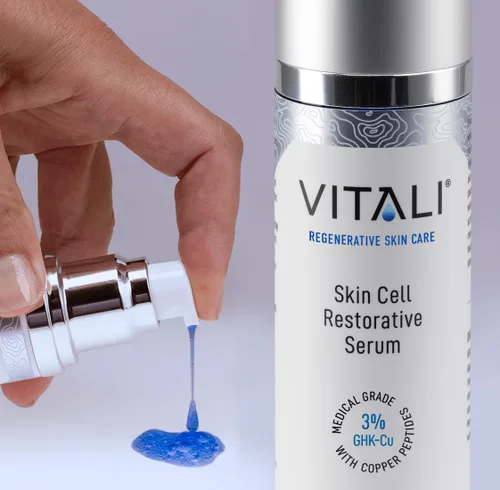 Vista 2 de Vitali Suero peptídico de cobre GHK-Cu al 2% – Suero hidratante ligero para una piel más suave y radiante – 1.69 onzas líquidas