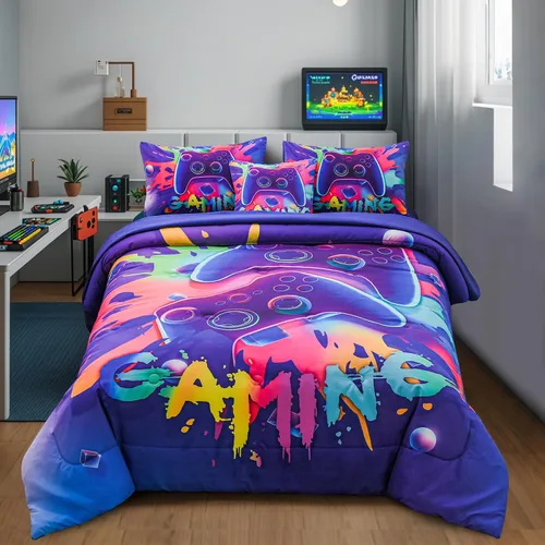 Vista 18 de Aimuan Gamer Gaming Juegos de Ropa de Cama Juegos de Edredón 3D Gamepad para Niños Consola de Juegos Botones de Acción Novedoso Controlador de Juego