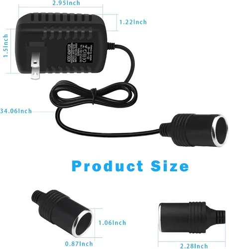 Vista 6 de inShareplus Convertidor de 12V 1A 12W CA a CC, adaptador de encendedor de cigarrillos de 12 voltios, CA 100~240V a CC 12V Adaptador de encendedor