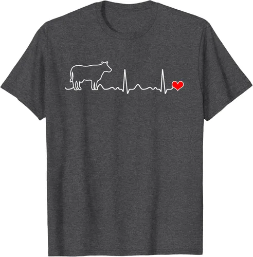 Vista 36 de Camiseta de paciente con corazón I Love My Cow Valve EKG Heartbeat Heart Pacient, Negro, S