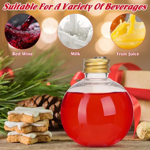 Vista 2 de HOMSFOU 10 bolas de adorno de Navidad transparentes rellenables para cócteles, adorno colgante de chupito de plástico para bebidas de caramelo