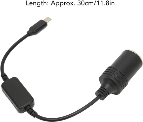 Vista 6 de Adaptador USB C a 12 V CC, USB C macho a 12 V para encendedor de cigarrillos de coche, convertidor de corriente hembra (salida 12V 3A)