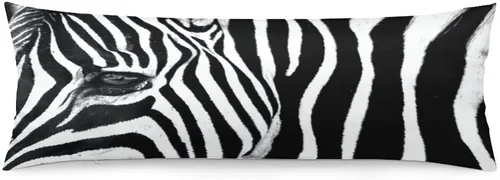 Vista 12 de Funda de almohada corporal con estampado de cebra, respaldo largo, funda protectora de almohada con rayas de cebra en blanco y negro, funda