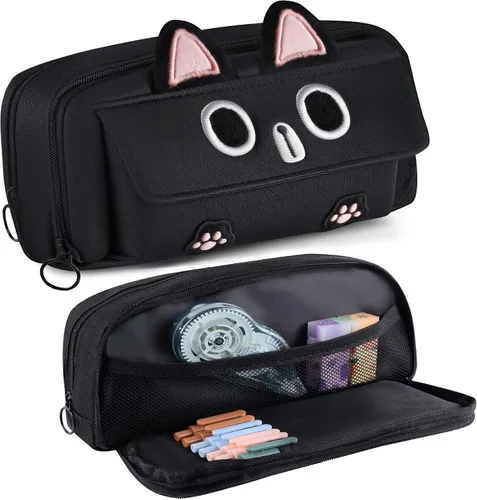 Vista 9 de Estuche grande para lápices, gran capacidad, estuche organizador de lápices de arco iris, bonita caja de lápices, bolsa para bolígrafos