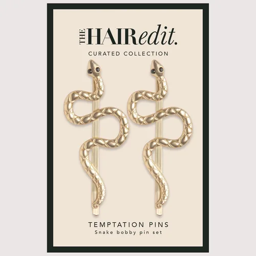 Vista 7 de The Hair Edit Temptation Bobby Pins - Pinzas decorativas de metal dorado en forma de serpiente
