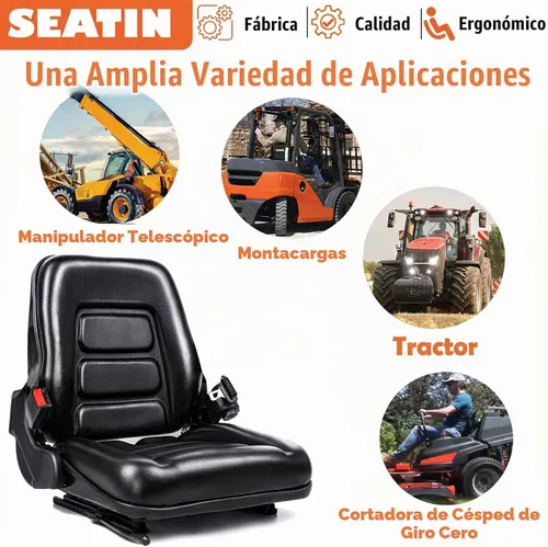 Vista 8 de SEATIN Asiento universal de carretilla elevadora, asiento de tractor, con micro interruptor y cinturón de seguridad, para tractor, cortacésped