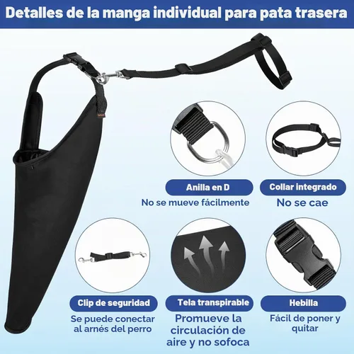Vista 2 de BARKLESS Manga de pierna trasera para un solo perro para dejar de lamer, traje de recuperación transpirable para perro macho hembra para poscirugía
