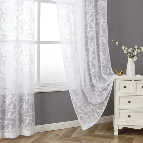 Vista 50 de OVZME Anji Clip Voile Sheer Tiers RD 2X30X36 Negro
