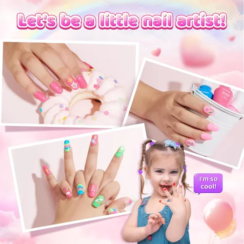 Vista 3 de Kit de esmalte de uñas para niñas de 7, 8, 9, 10, 11, 12 años, cosméticos, para fiestas de niñas de 7, 8, 9, 10, 11 y 12 años, manicura de gel BUNNY