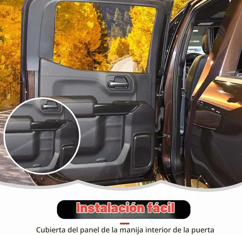 Vista 5 de RT-TCZ Cubierta de panel de manija interior de fibra de carbono, accesorios interiores para Chevrolet Silverado 2019-2022, para GMC Sierra 2019-2022