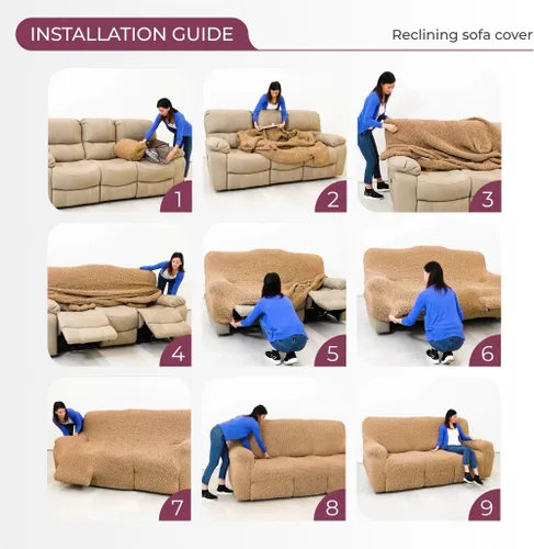 Vista 9 de PAULATO BY GA.I.CO. Funda reclinable – Funda de ajuste suave – Protector elástico de muebles reclinables de 1 pieza – Tela de terciopelo lavable a