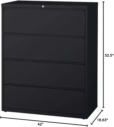 Vista 2 de Hirsh Industries Lima lateral de 42" de ancho con cuatro cajones - Negro 15001