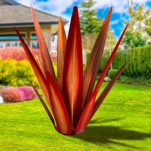 Vista 8 de KODIBO Planta de agave de metal de 24 pulgadas, decoración al aire libre Negro