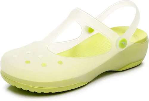 Vista 11 de Zuecos clásicos transparentes de color sólido para mujer, cómodos, suaves y antideslizantes, sandalias de playa de gelatina para actividades al aire