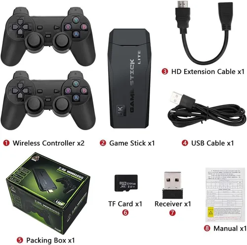 Vista 4 de 20000+ Games Retro Gaming Console,2025 Home Game Console Wireless Double Handle PSP Arcade Double TV Game Console Plug and Play Video Game Stick