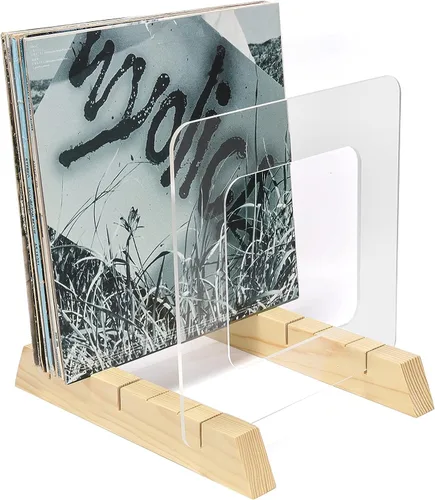 Vista 7 de BADALU Soporte de almacenamiento de discos de vinilo extraíble con diseño de ranura profunda antideslizante, almacena y sostiene hasta 60 álbumes