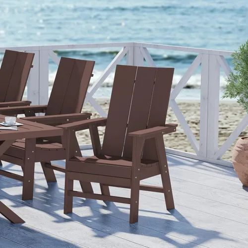 Vista 41 de WestinTrends Malibu Outdoor Patio HDPE Adirondack Silla de comedor para patio, color negro