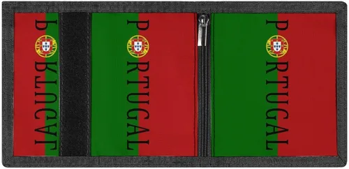 Vista 4 de Portugal - Cartera triple de fútbol americano, monedero delgado, lindo tarjetero con clip para dinero para hombres y mujeres