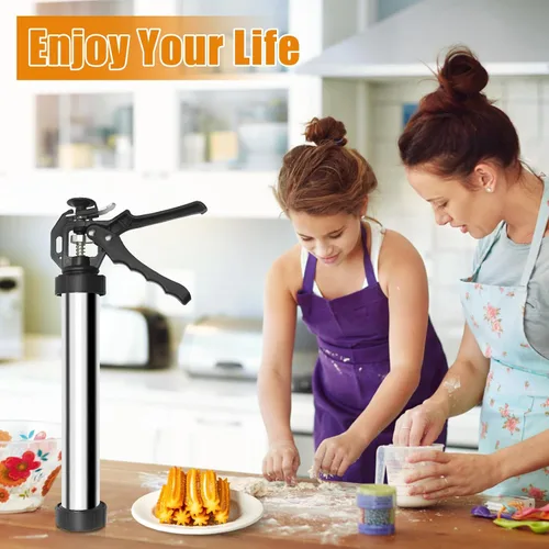 Vista 7 de 1+8PCS Churro Maker Kits, acero inoxidable Churro Maker Machine/ 3 piezas de flores/2 cepillos/bolsa de tuberías/boquilla de tubería/convertidor