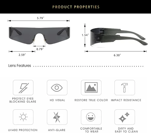Vista 5 de Palarado Futuristic Y2K - Gafas de sol envolventes de moda