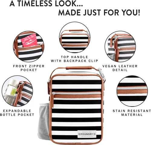 Vista 2 de Fit & Fresh Thayer - Bolsa de almuerzo aislada con 2 recipientes de alimentos, lonchera reutilizable, mini bolsa enfriadora, perfecta